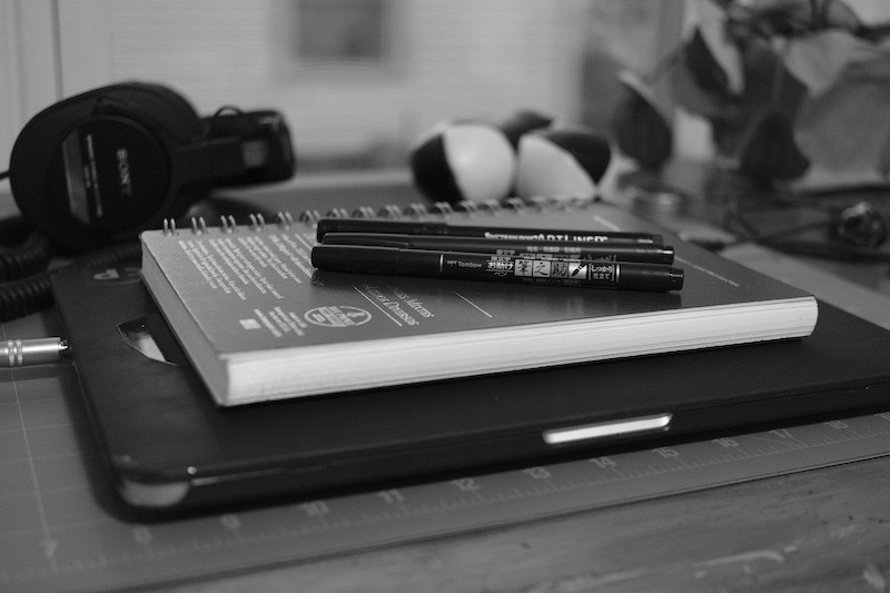 A photo of drawing tools on my desk